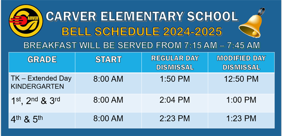 Carver School Bell Schedule 24-45